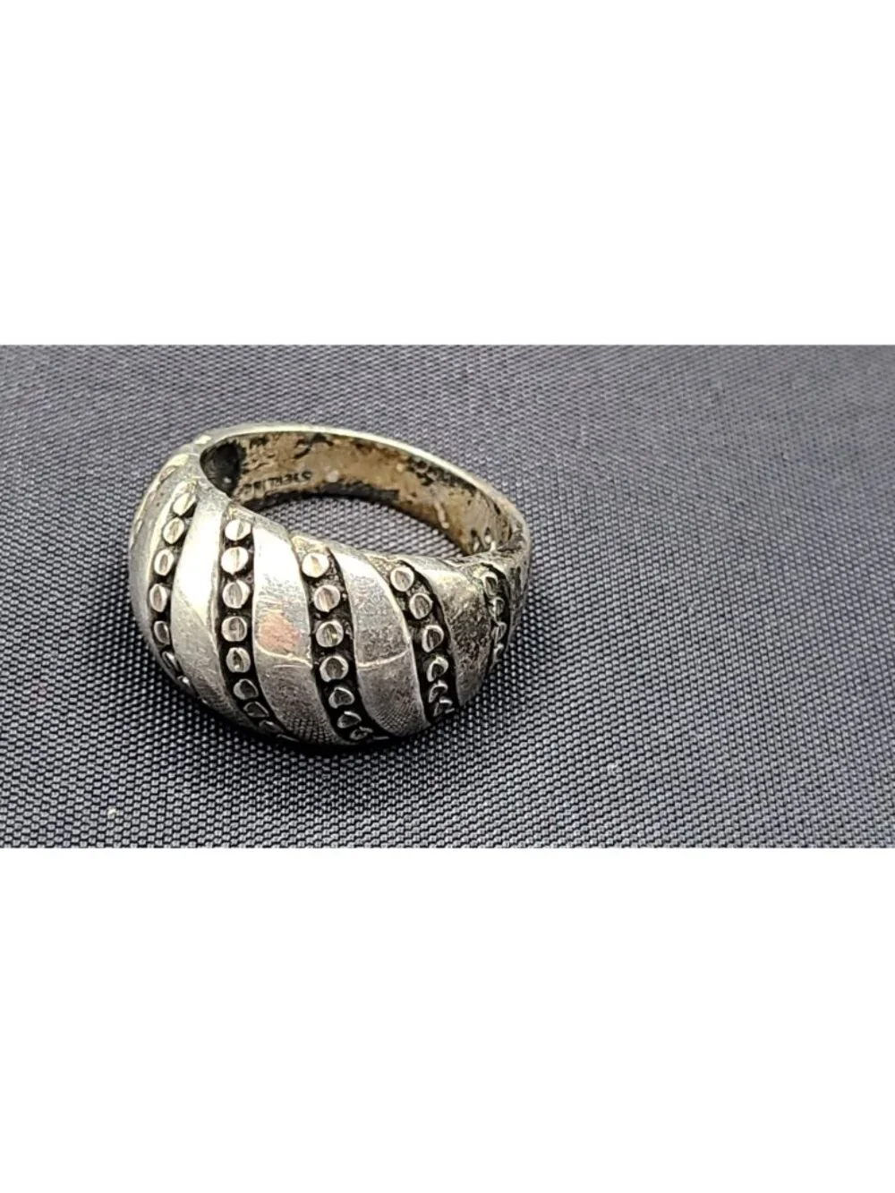 Classic Kabana Mens Sterling Silver Pinky Ring 7g scalloped design